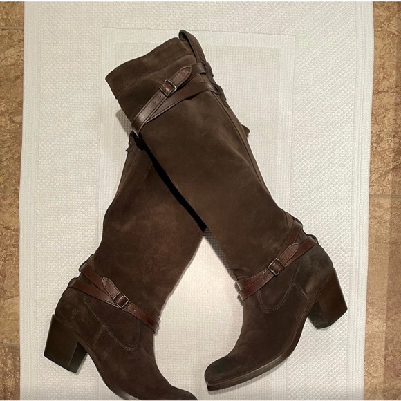 FRYE Brown Suede Leather Boots 7.5 - Picture 2 of 8